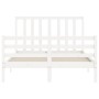 Estructura de cama con cabecero madera maciza blanco 140x200 cm de vidaXL, Camas y somieres - Ref: Foro24-3193792, Precio: 13...