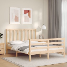 Estructura de cama con cabecero madera maciza 120x200 cm de vidaXL, Camas y somieres - Ref: Foro24-3193851, Precio: 111,13 €,...