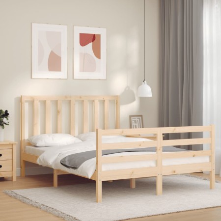 Estructura de cama con cabecero madera maciza 120x200 cm de vidaXL, Camas y somieres - Ref: Foro24-3193851, Precio: 111,13 €,...