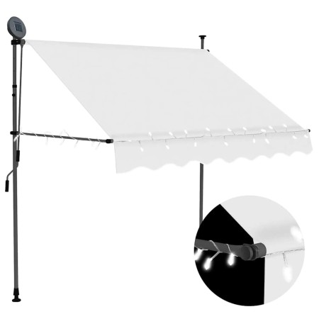 Toldo manual retráctil con LED crema 150 cm en Toldos | Comprar online en Foru.es