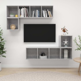 Set de muebles de salón 3 pzas madera ingeniería gris hormigón en Muebles TV | Comprar online en Foru.es