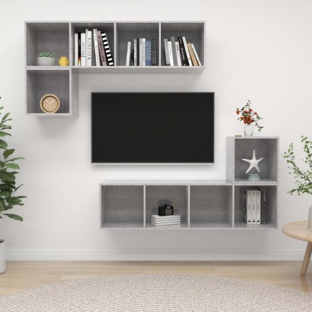 Set de muebles de salón 3 pzas madera ingeniería gris hormigón en Muebles TV | Comprar online en Foru.es