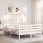 Estructura de cama con cabecero madera maciza blanco 140x200 cm de vidaXL, Camas y somieres - Ref: Foro24-3193987, Precio: 13...