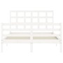 Estructura de cama con cabecero madera maciza blanco 140x200 cm de vidaXL, Camas y somieres - Ref: Foro24-3193987, Precio: 13...