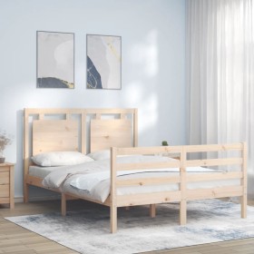 Estructura de cama con cabecero madera maciza 140x200 cm de vidaXL, Camas y somieres - Ref: Foro24-3194051, Precio: 137,88 €,...