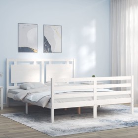 Estructura de cama con cabecero madera maciza blanco 160x200 cm de vidaXL, Camas y somieres - Ref: Foro24-3194062, Precio: 16...