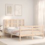 Estructura de cama de matrimonio con cabecero madera maciza de vidaXL, Camas y somieres - Ref: Foro24-3194086, Precio: 124,97...