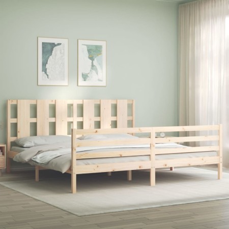 Estructura de cama de matrimonio con cabecero madera maciza de vidaXL, Camas y somieres - Ref: Foro24-3194131, Precio: 170,20...