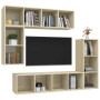 Set de muebles para TV 4 pzas madera contrachapada roble Sonoma en Muebles TV | Comprar online en Foru.es