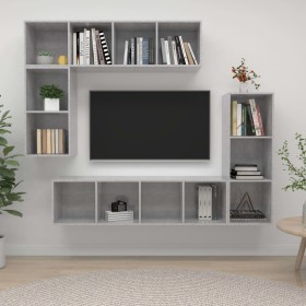 Set de muebles de TV 4 pzas madera contrachapada gris hormigón en Muebles TV | Comprar online en Foru.es