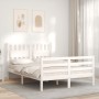 Estructura de cama con cabecero madera maciza blanco 140x190 cm de vidaXL, Camas y somieres - Ref: Foro24-3194292, Precio: 14...