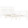 Estructura de cama con cabecero madera maciza blanco 140x190 cm de vidaXL, Camas y somieres - Ref: Foro24-3194292, Precio: 14...