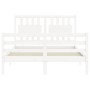 Estructura de cama con cabecero madera maciza blanco 140x190 cm de vidaXL, Camas y somieres - Ref: Foro24-3194292, Precio: 14...