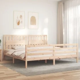 Bettgestell mit Massivholzkopfteil 200x200 cm von vidaXL, Betten und Lattenroste - Ref: Foro24-3194331, Preis: 162,75 €, Raba...
