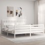 Estructura de cama con cabecero madera maciza blanco 200x200 cm de vidaXL, Camas y somieres - Ref: Foro24-3194332, Precio: 18...