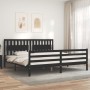 Estructura de cama con cabecero madera maciza negro 200x200 cm de vidaXL, Camas y somieres - Ref: Foro24-3194335, Precio: 187...