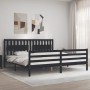 Estructura de cama con cabecero madera maciza negro 200x200 cm de vidaXL, Camas y somieres - Ref: Foro24-3194335, Precio: 187...