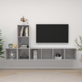 Set de muebles de salón 3 pzas madera ingeniería gris hormigón en Muebles TV | Comprar online en Foru.es