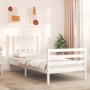 Estructura de cama con cabecero madera maciza blanco 90x200 cm de vidaXL, Camas y somieres - Ref: Foro24-3194557, Precio: 98,...