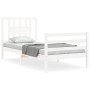 Estructura de cama con cabecero madera maciza blanco 90x200 cm de vidaXL, Camas y somieres - Ref: Foro24-3194557, Precio: 98,...