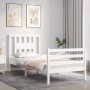 Estructura de cama con cabecero madera maciza blanco 90x200 cm de vidaXL, Camas y somieres - Ref: Foro24-3194557, Precio: 98,...