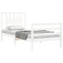 Estructura de cama con cabecero madera maciza blanco 90x200 cm de vidaXL, Camas y somieres - Ref: Foro24-3194557, Precio: 98,...