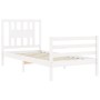 Estructura de cama con cabecero madera maciza blanco 90x200 cm de vidaXL, Camas y somieres - Ref: Foro24-3194557, Precio: 98,...