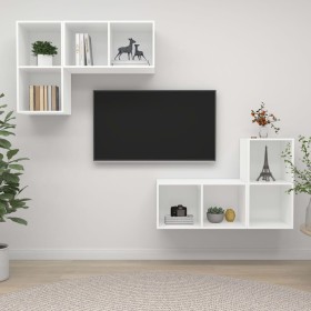 Muebles de pared para TV 4 uds madera contrachapada blanco en Muebles TV | Comprar online en Foru.es