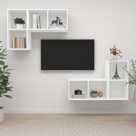 Muebles de pared para TV 4 uds madera contrachapada blanco en Muebles TV | Comprar online en Foru.es