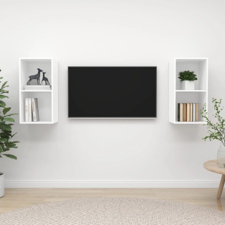 Muebles de pared para TV 2 uds madera contrachapada blanco en Muebles TV | Comprar online en Foru.es