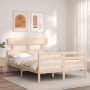 Estructura de cama de matrimonio con cabecero madera maciza de vidaXL, Camas y somieres - Ref: Foro24-3195061, Precio: 113,07...