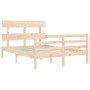 Estructura de cama de matrimonio con cabecero madera maciza de vidaXL, Camas y somieres - Ref: Foro24-3195061, Precio: 113,07...