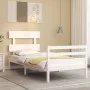 White solid wood bed frame with headboard 90x200 cm by vidaXL, Beds and slatted bases - Ref: Foro24-3195077, Price: 91,83 €, ...