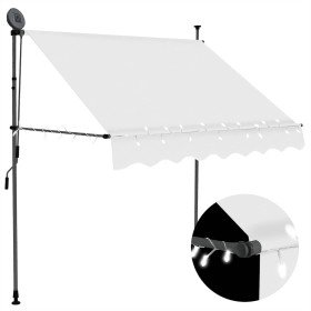 Toldo manual retráctil con LED crema 200 cm en Toldos | Comprar online en Foru.es