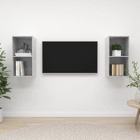 Muebles de salón de pared 2 pzs madera ingeniería gris hormigón en Muebles TV | Comprar online en Foru.es
