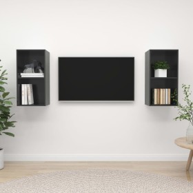 Muebles de salón de pared 2 pzas madera ingeniería gris brillo en Muebles TV | Comprar online en Foru.es