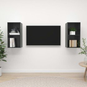 Muebles de salón de pared 2 pzas madera ingeniería gris brillo en Muebles TV | Comprar online en Foru.es