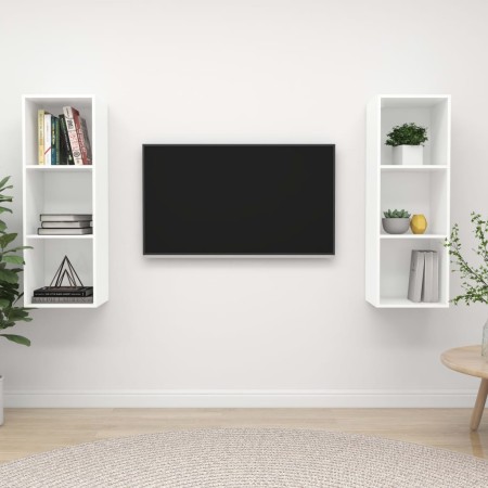 Muebles de salón de pared 2 uds madera ingeniería blanco en Muebles TV | Comprar online en Foru.es
