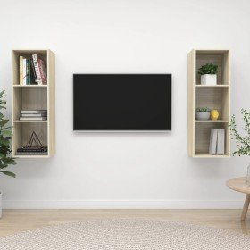 Muebles de salón de pared 2 pzas madera ingeniería roble Sonoma en Muebles TV | Comprar online en Foru.es
