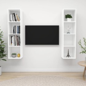 Muebles de salón de pared 2 piezas madera de ingeniería blanco en Muebles TV | Comprar online en Foru.es