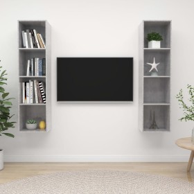 Muebles de salón de pared 2 pzs madera ingeniería gris hormigón en Muebles TV | Comprar online en Foru.es