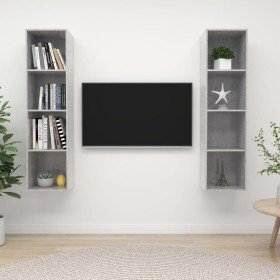 Muebles de salón de pared 2 pzs madera ingeniería gris hormigón en Muebles TV | Comprar online en Foru.es