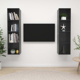 Muebles de salón de pared 2 pzas madera ingeniería gris brillo en Muebles TV | Comprar online en Foru.es