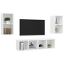 Muebles de salón de pared 4 piezas madera de ingeniería blanco en Muebles TV | Comprar online en Foru.es