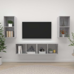 Muebles de salón de pared 4 pzs madera ingeniería gris hormigón en Muebles TV | Comprar online en Foru.es