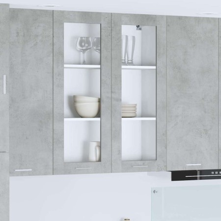 Mueble colgante con puerta Riga Gris Concreto 80 x 31 x 100 cm en Armarios de cocina | Comprar online en Foru.es