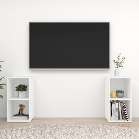 Muebles para TV 2 uds madera de ingeniería blanco 72x35x36,5 cm en Muebles TV | Comprar online en Foru.es