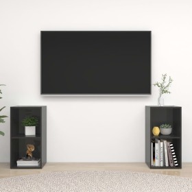 Muebles de salón de pared 2 pzas madera ingeniería gris brillo en Muebles TV | Comprar online en Foru.es
