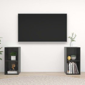 Muebles de salón de pared 2 pzas madera ingeniería gris brillo en Muebles TV | Comprar online en Foru.es