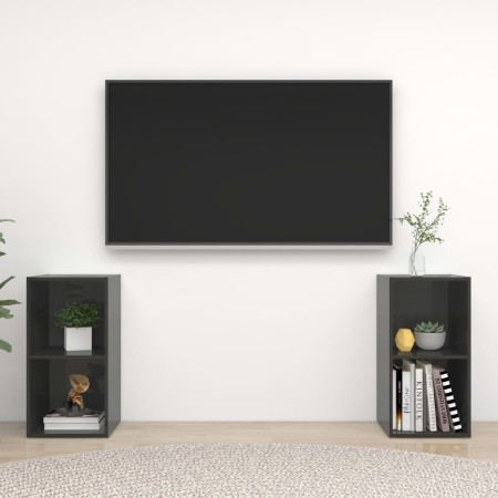 Muebles de salón de pared 2 pzas madera ingeniería gris brillo en Muebles TV | Comprar online en Foru.es